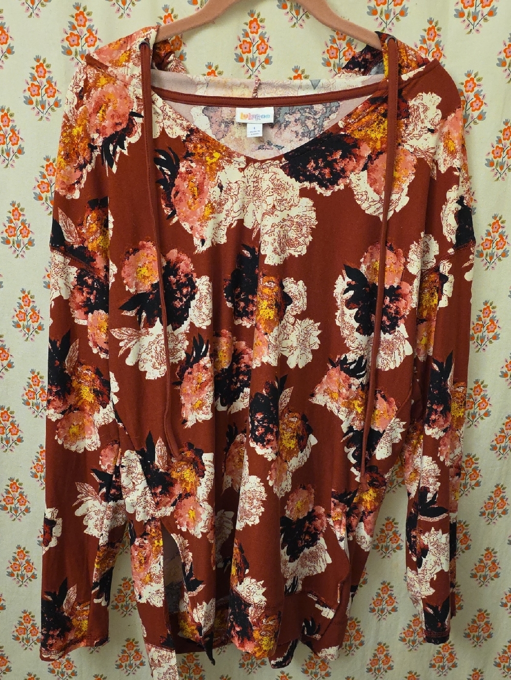 LuLaRoe Eliza Rust Floral Long Sleeve Top